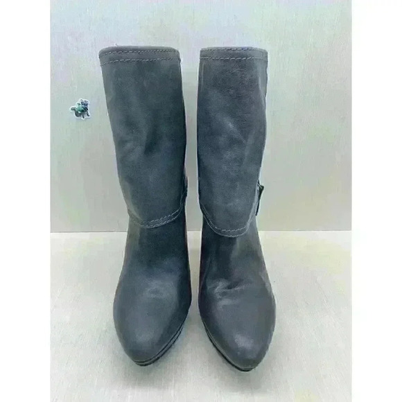 Nine West Matinee Women's Grey Leather High Heel Ankle Boots Fold Over Size 7.5M - Picture 5 of 11